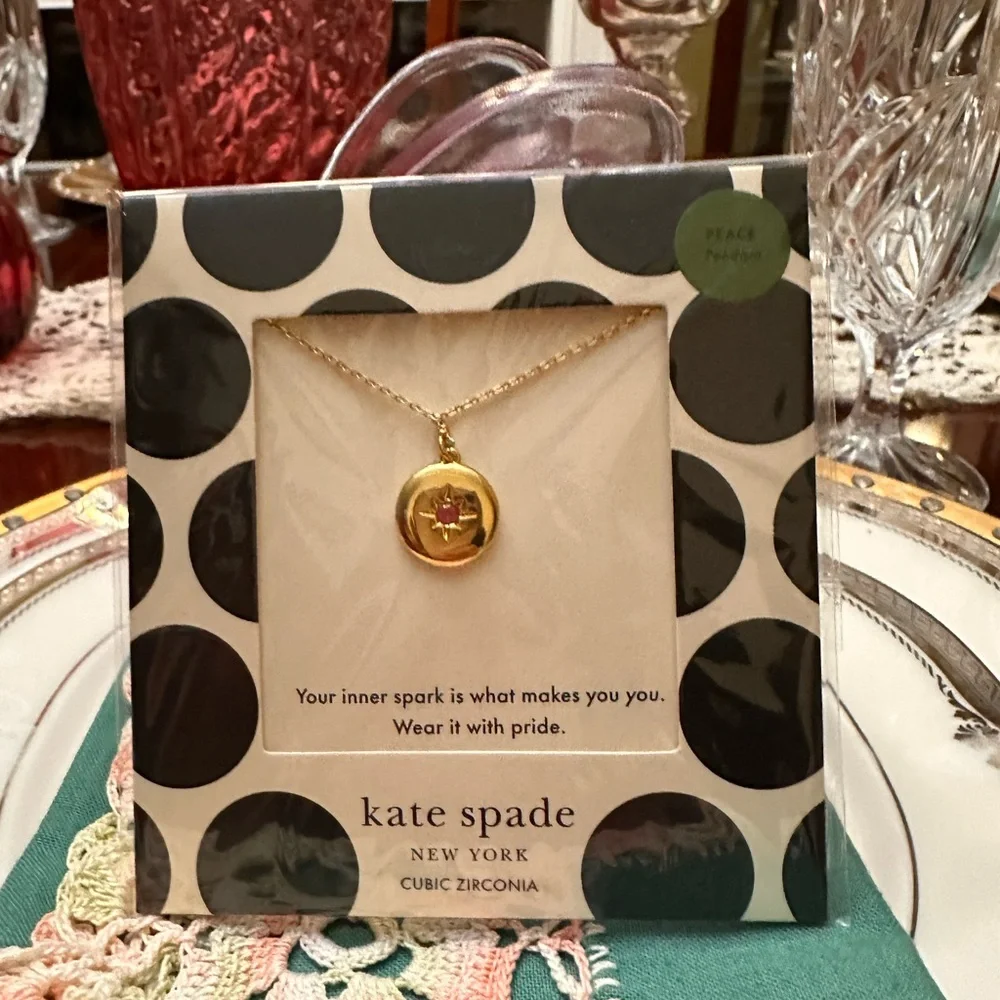 Kate Spade The Color Spark Collection‎ Pink Peace Medallion Necklace NWT